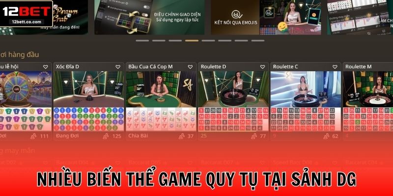 Nhiều biến thể game quy tụ tại sảnh DG